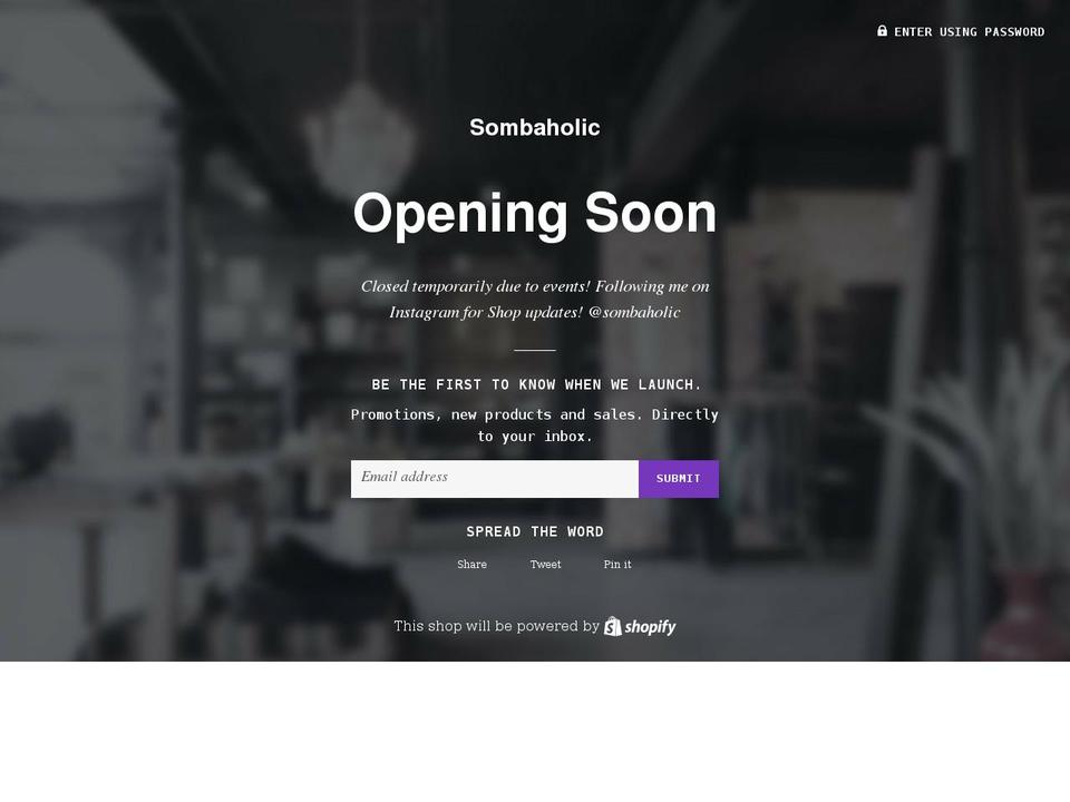 sombaholic.com shopify website screenshot