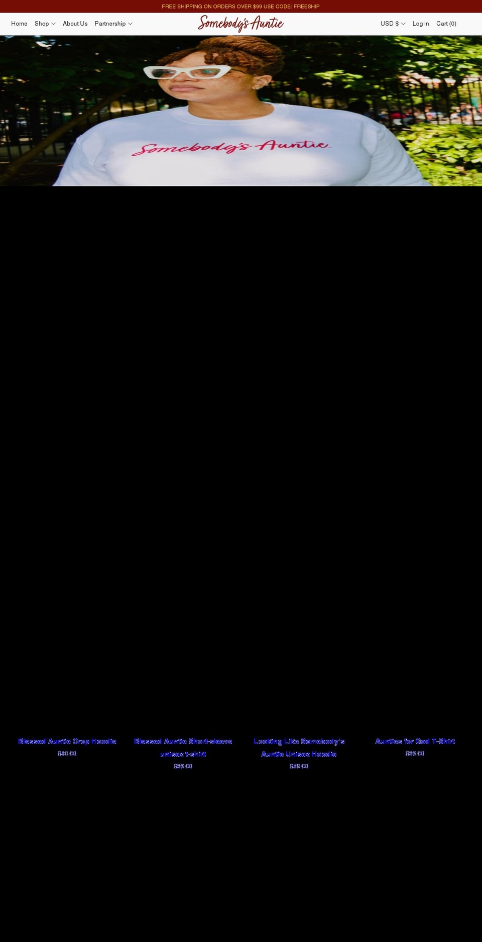 somebodysaunty.com shopify website screenshot