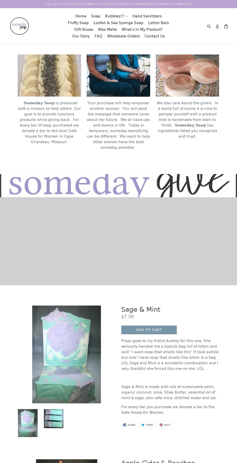 somedaysoap.net shopify website screenshot