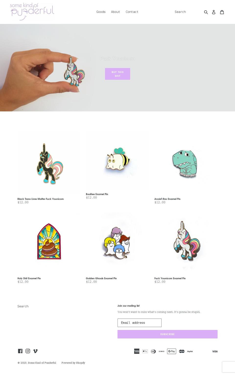 somekindofpunderful.com shopify website screenshot
