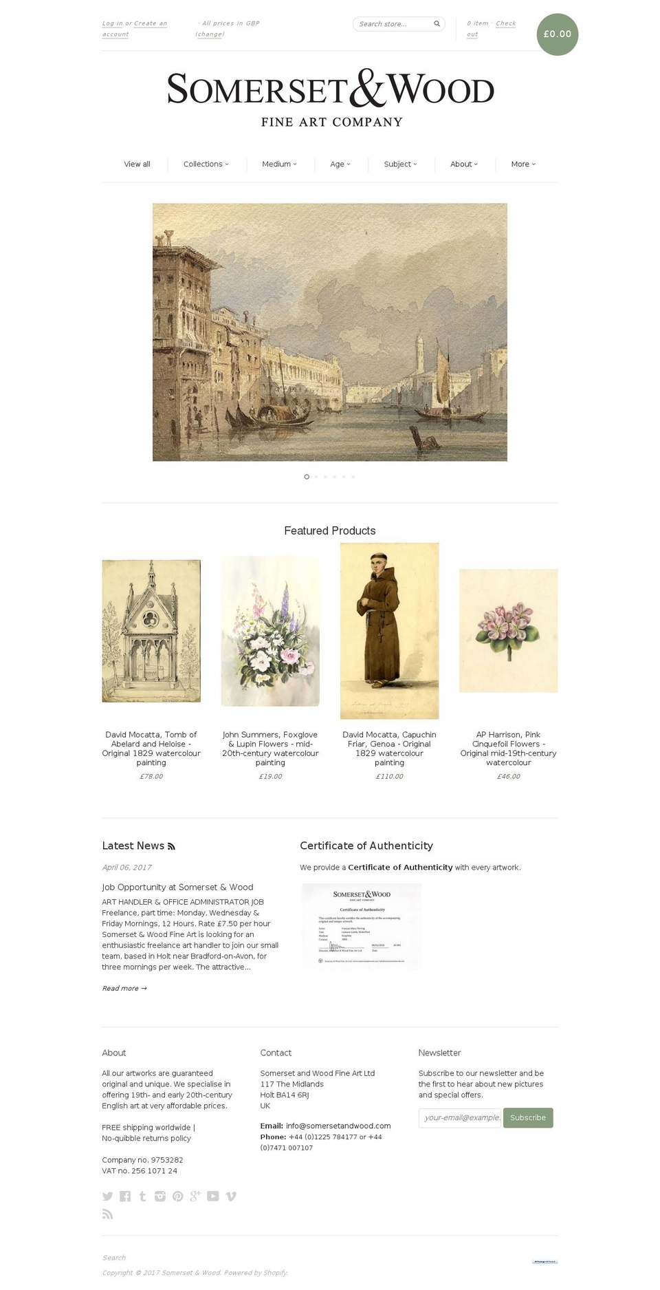 new-standard Shopify theme site example somersetandwoodfineart.com