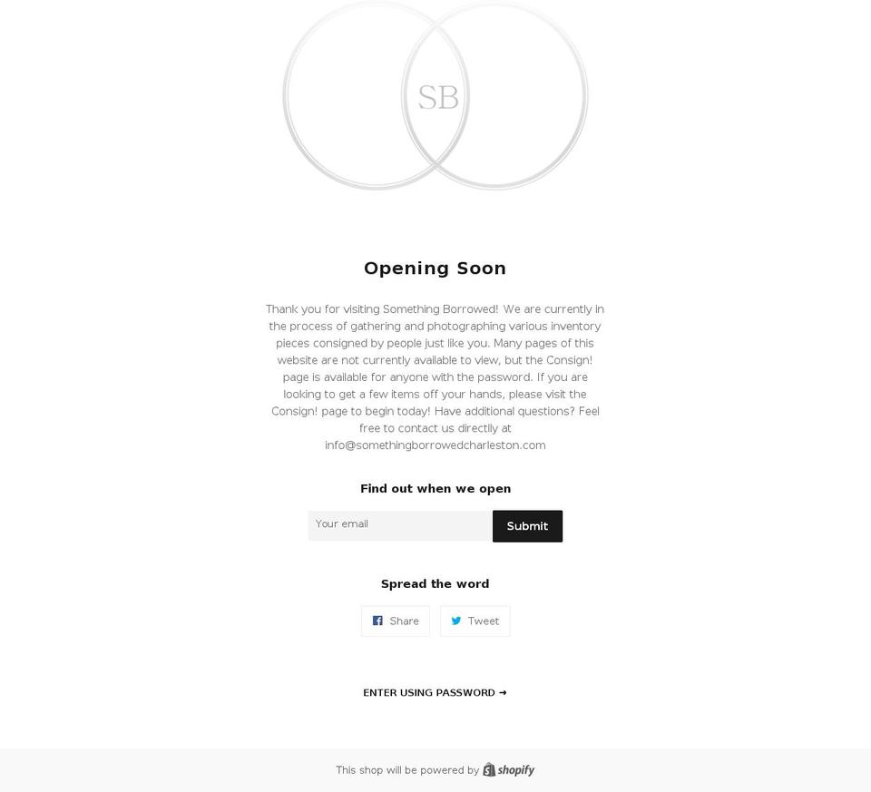 somethingborrowedcharleston.com — Shopify storefront screenshot