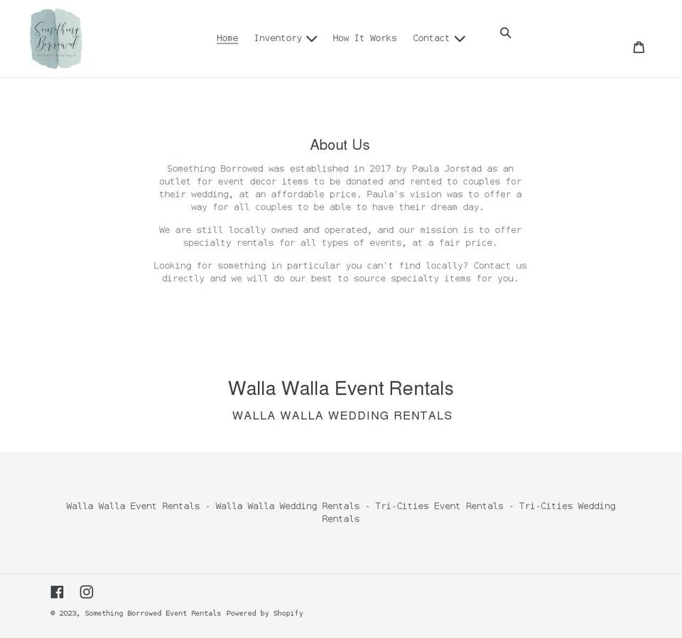 somethingborrowedww.com shopify website screenshot