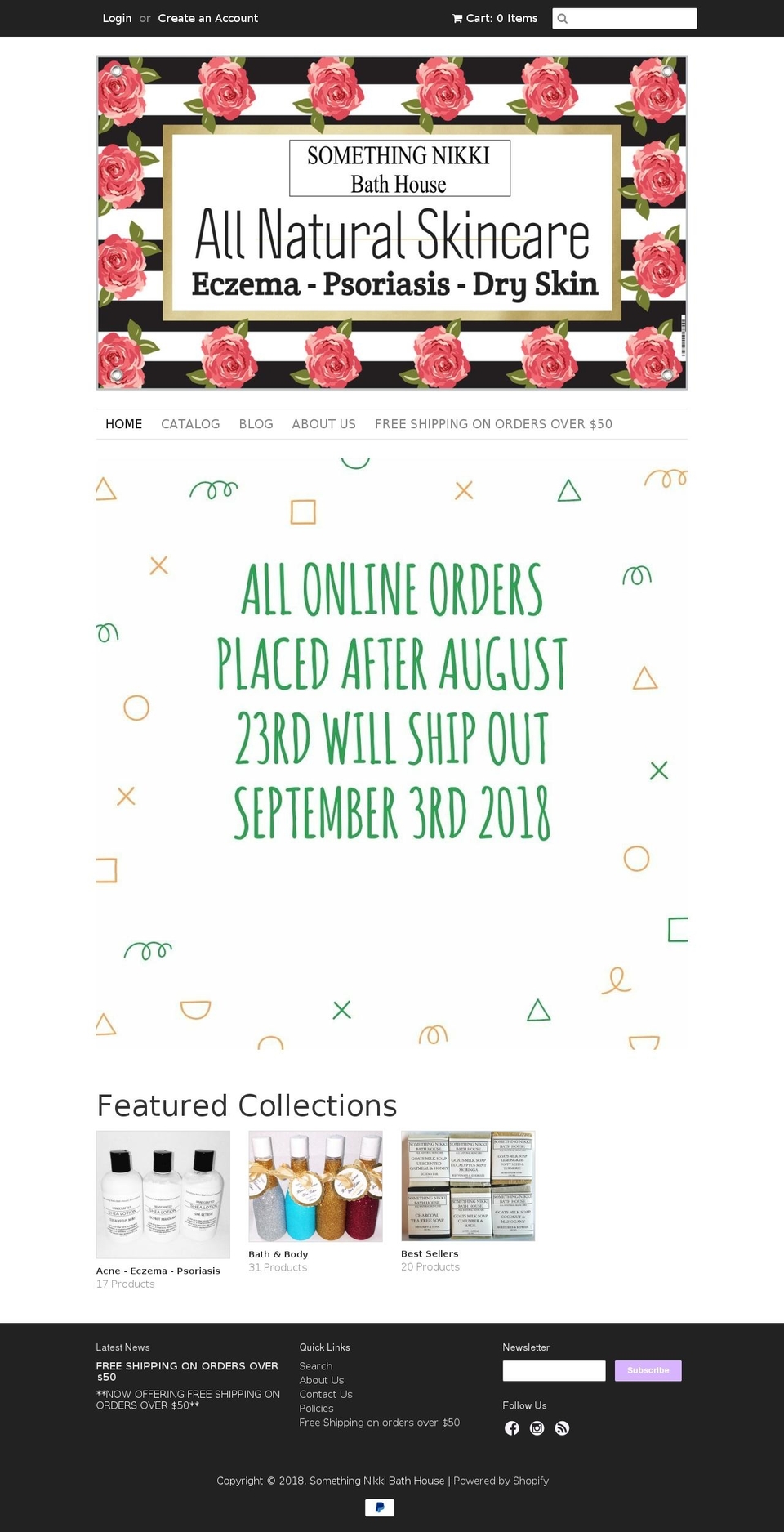 somethingnikkibathhouse.com — Shopify storefront screenshot