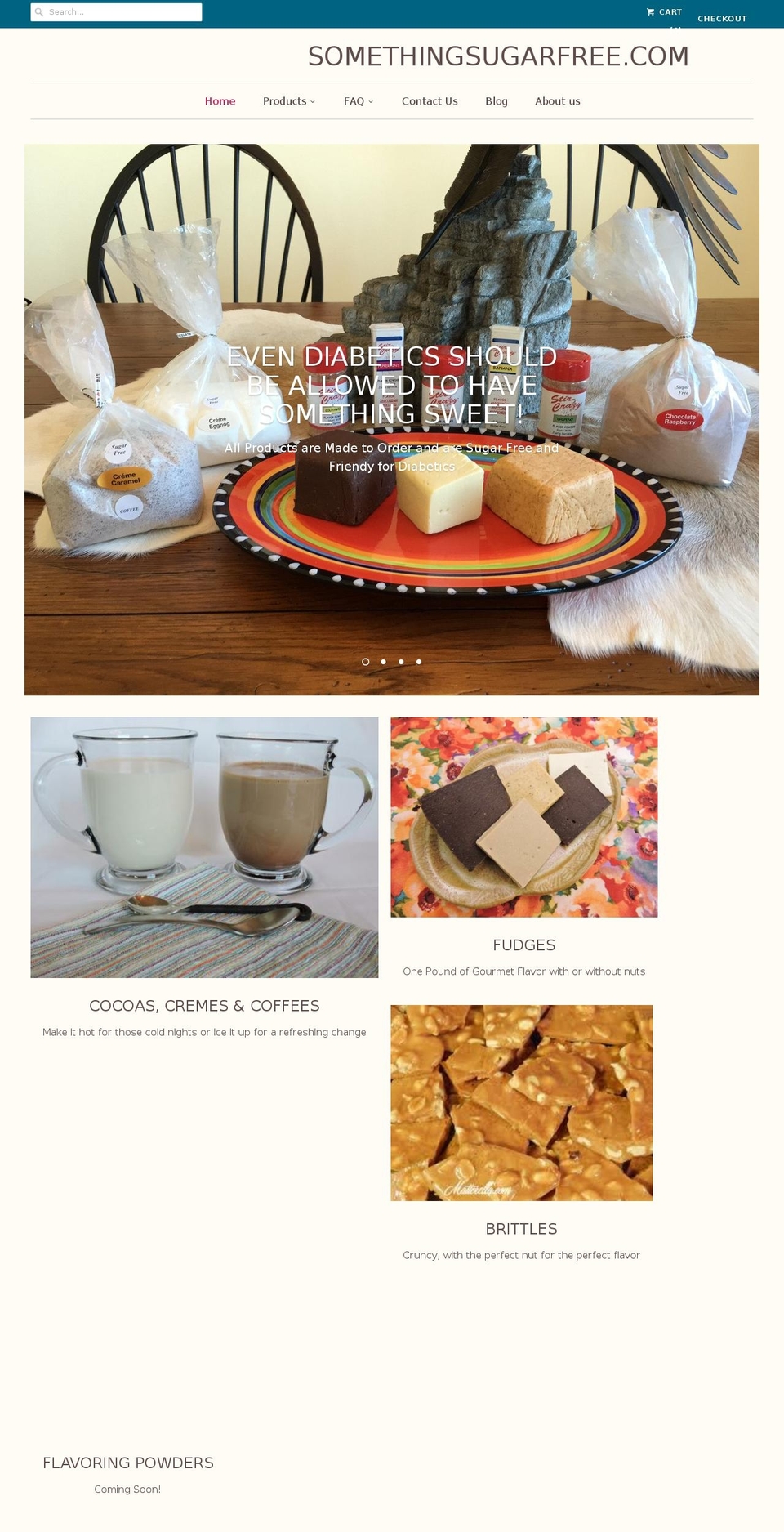 somethingsugarfree.com shopify website screenshot