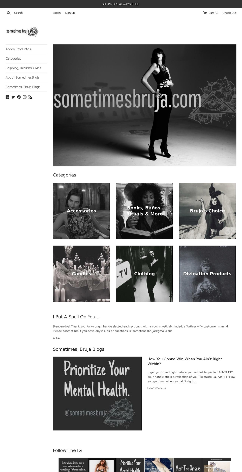 sometimesbruja.com — Shopify storefront screenshot