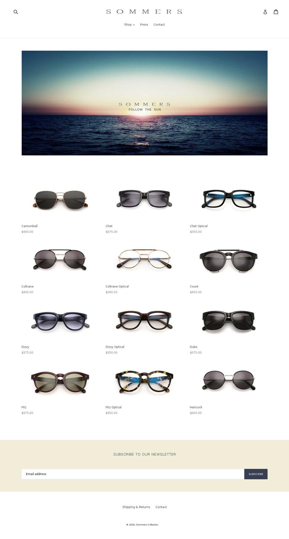 sommerscollection.com — Shopify storefront screenshot