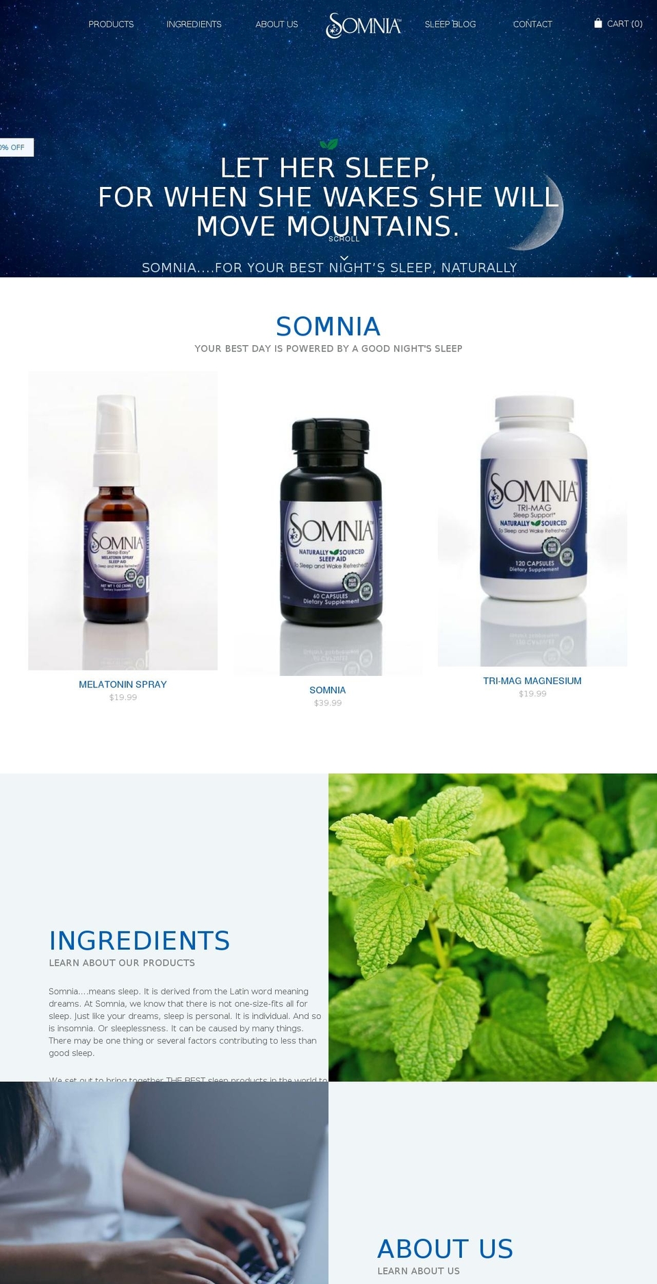 somniasleep.com — Shopify storefront screenshot