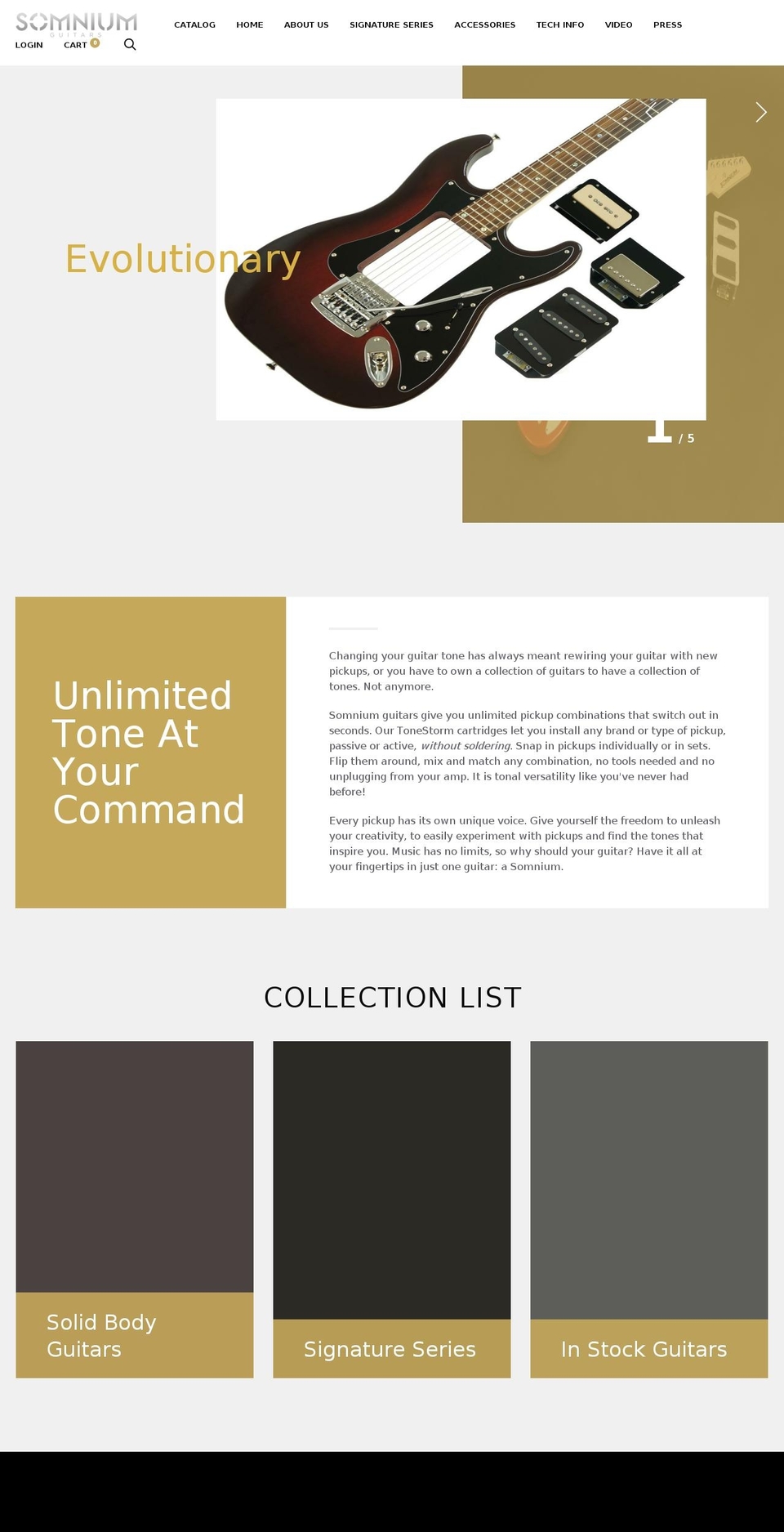 somniumguitars.com — Shopify storefront screenshot