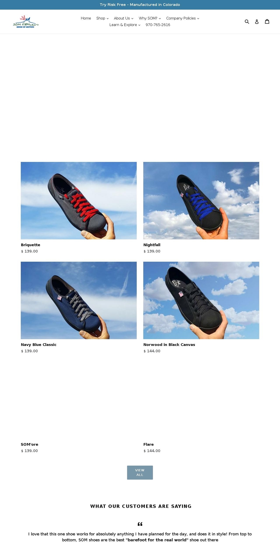 somsenseofmotionfootwear.com — Shopify storefront screenshot