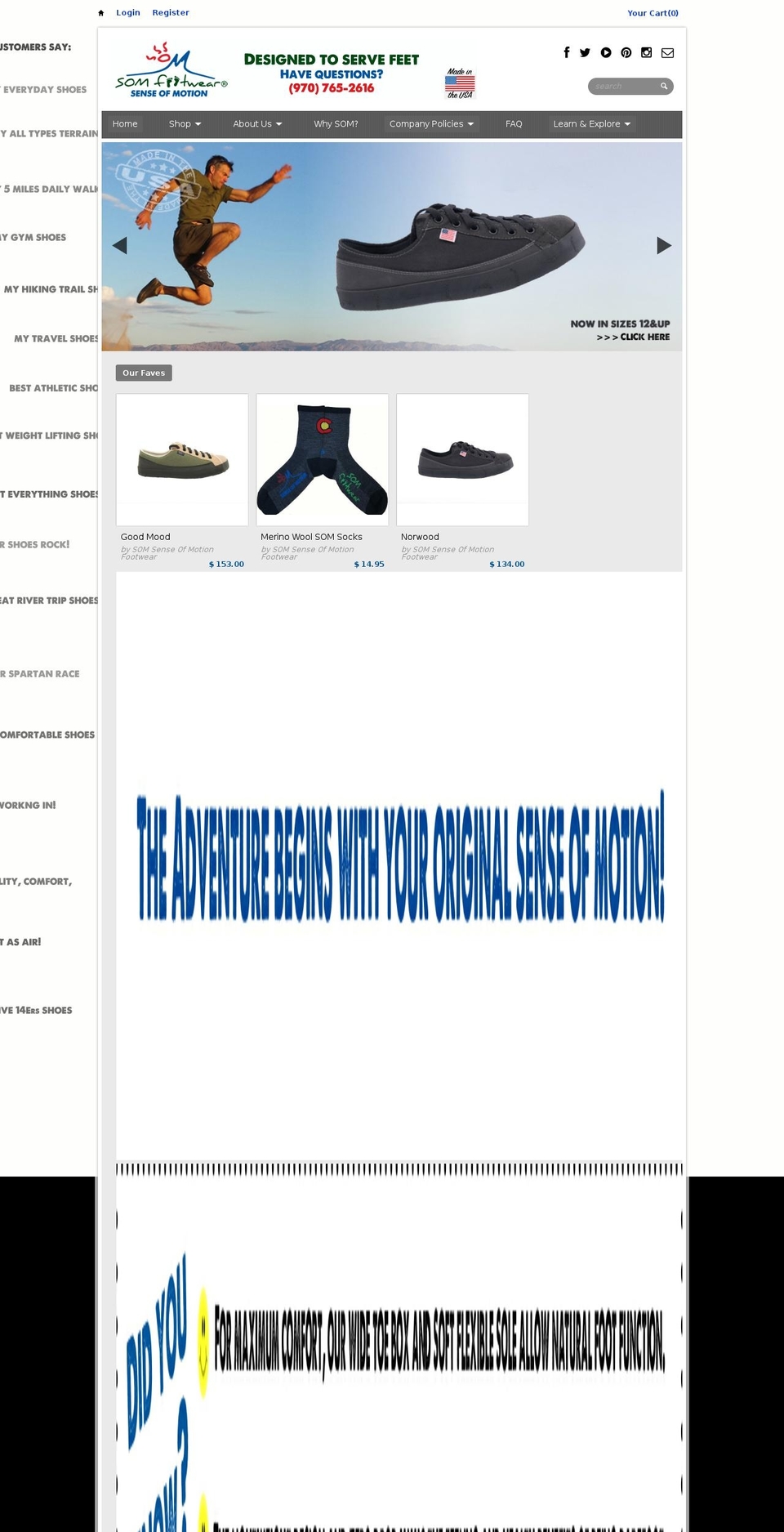 SOM Footwear website as of -- Shopify theme site example somsenseofmotionsneakers.com