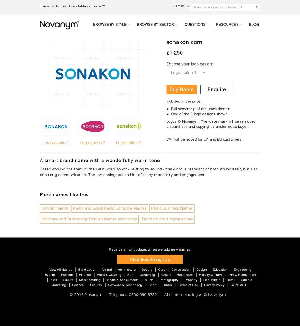sonakon.com — Shopify storefront screenshot
