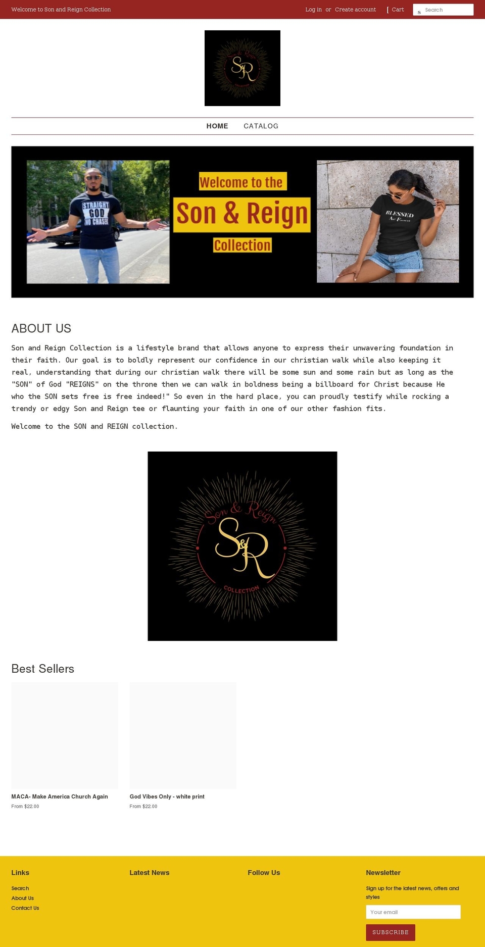 sonandreigncollection.com shopify website screenshot