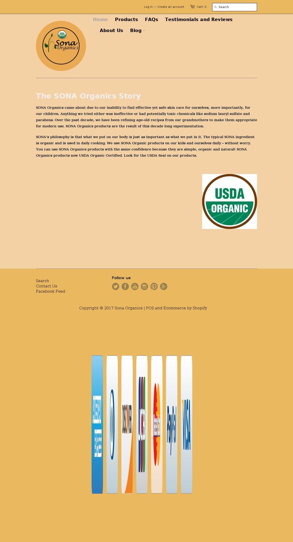 sonaorganics.com shopify website screenshot