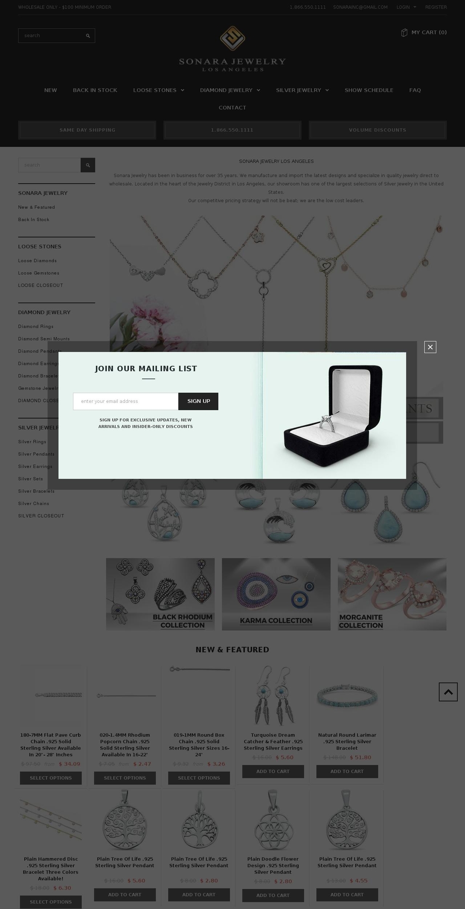 sonarajewelry.net shopify website screenshot