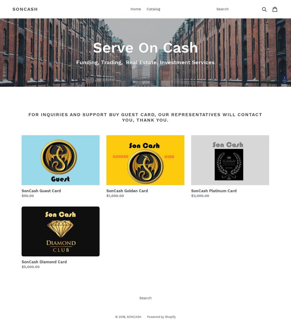 soncash.com — Shopify storefront screenshot