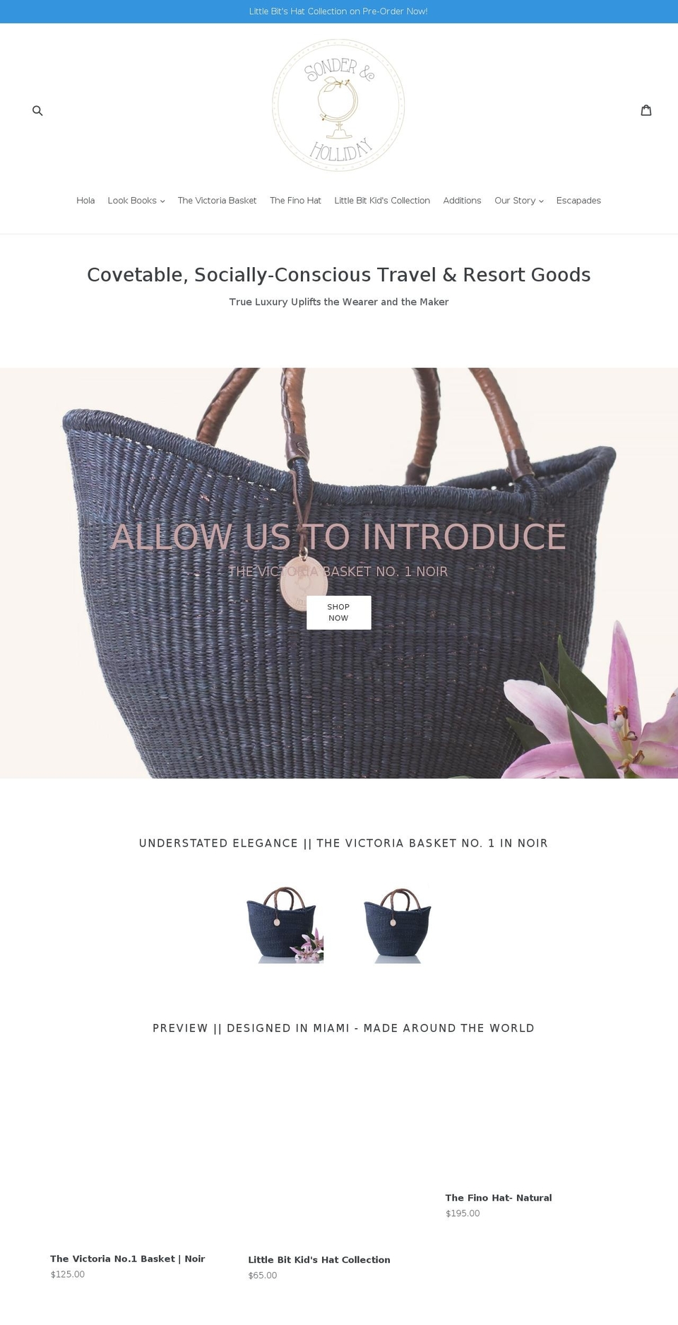 sonderandholliday.com — Shopify storefront screenshot