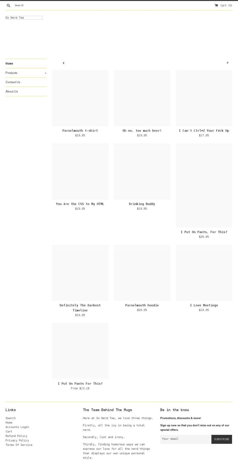 sonerdtee.com shopify website screenshot