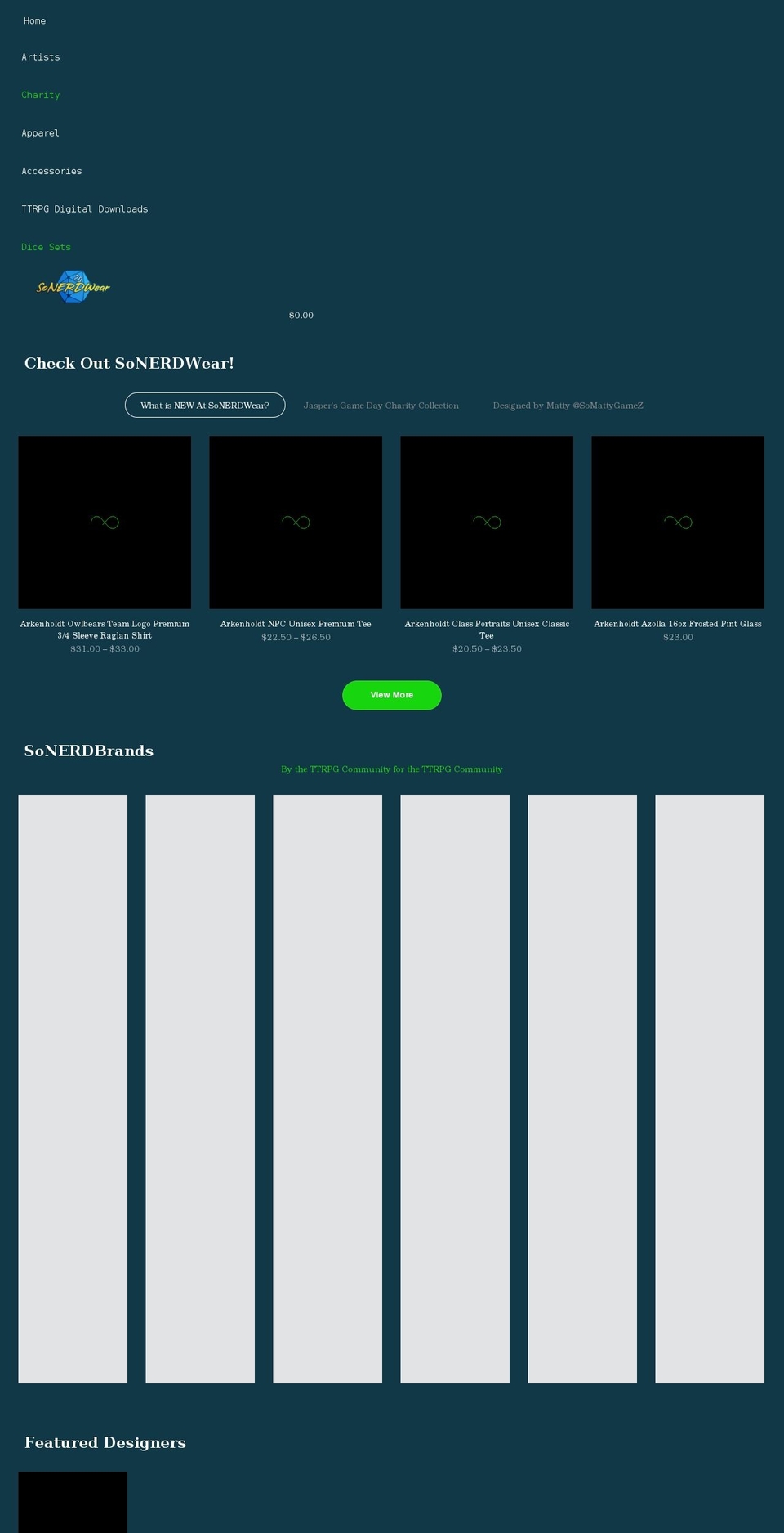 sonerdwear.com shopify website screenshot