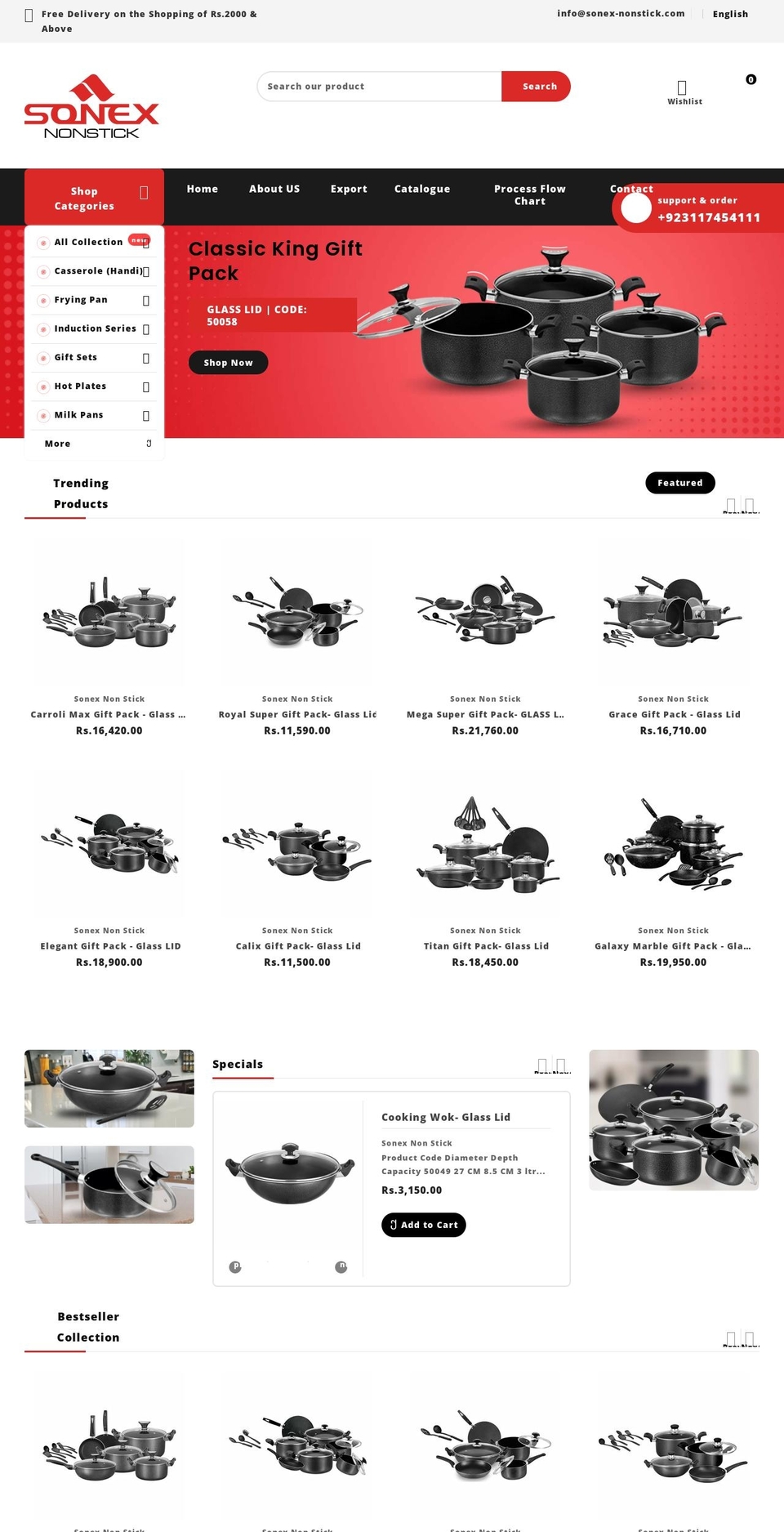 sonex-nonstick.com shopify website screenshot