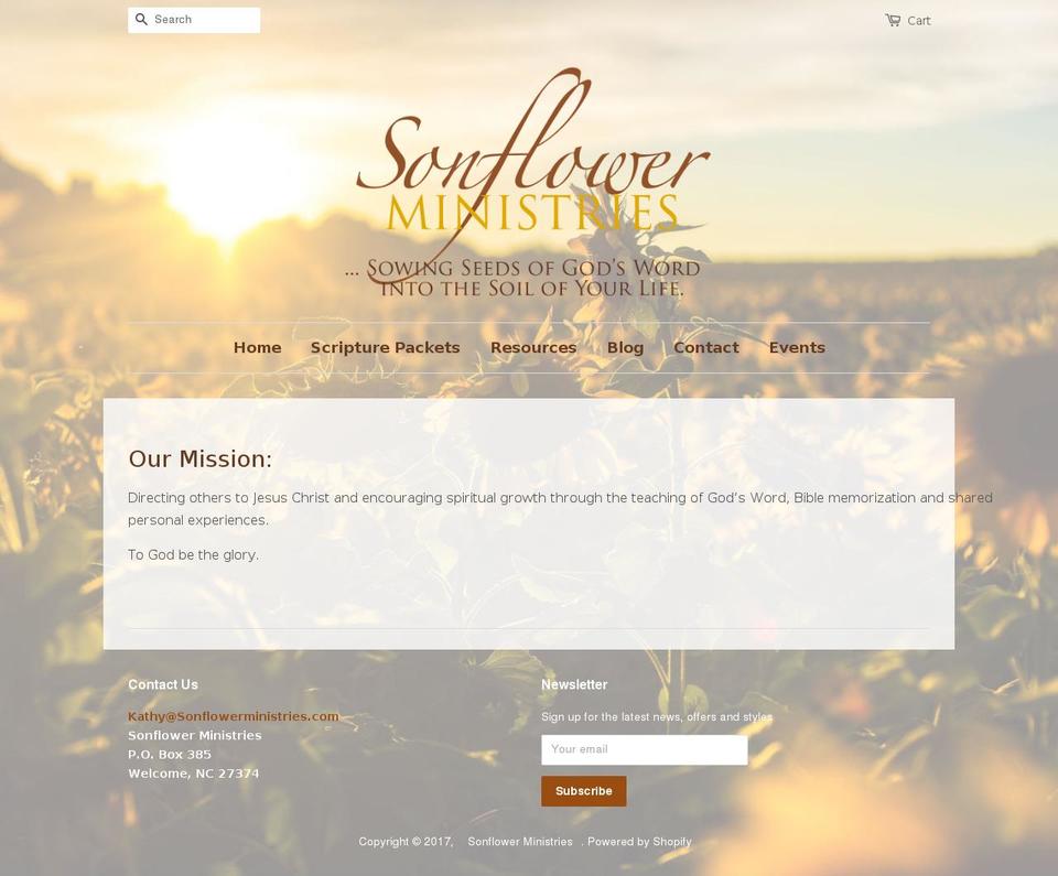 sonflowerministries.com shopify website screenshot