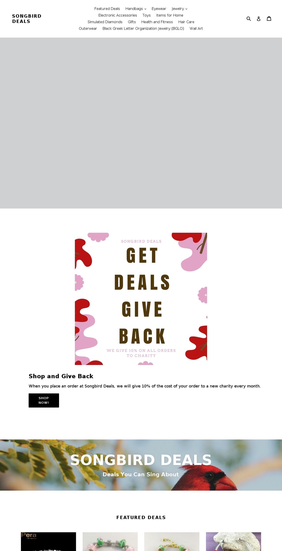 songbirddeals.com — Shopify storefront screenshot