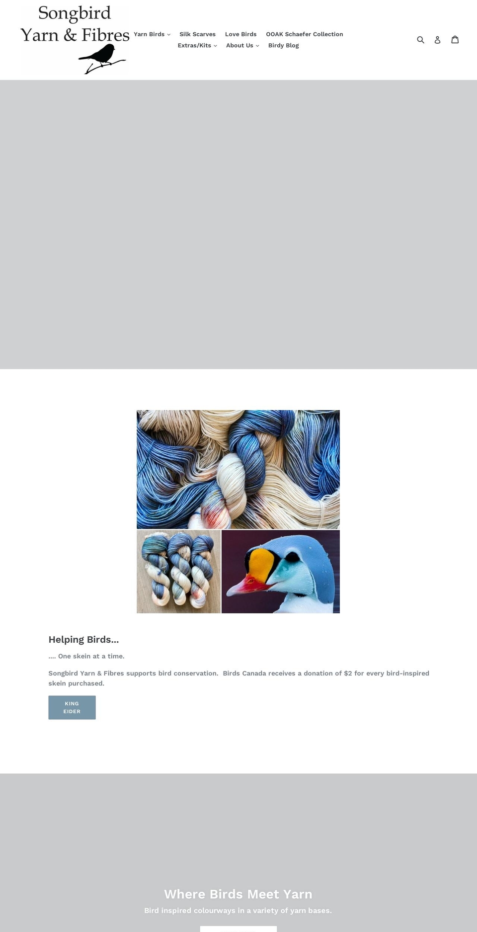 songbirdfibres.ca shopify website screenshot