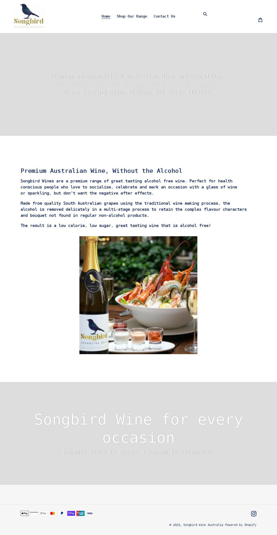 songbirdwine.com.au shopify website screenshot
