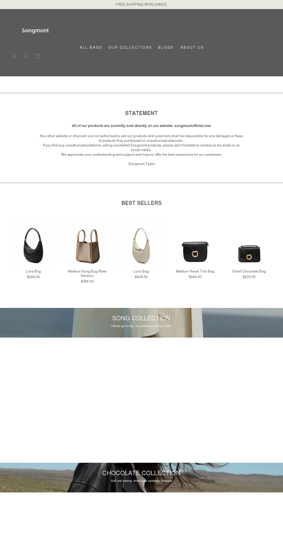songmontofficial.com shopify website screenshot