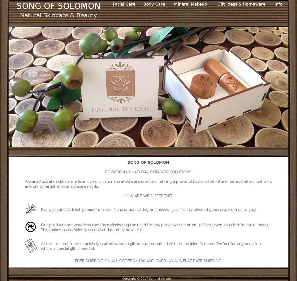 songofsolomon.com.au shopify website screenshot