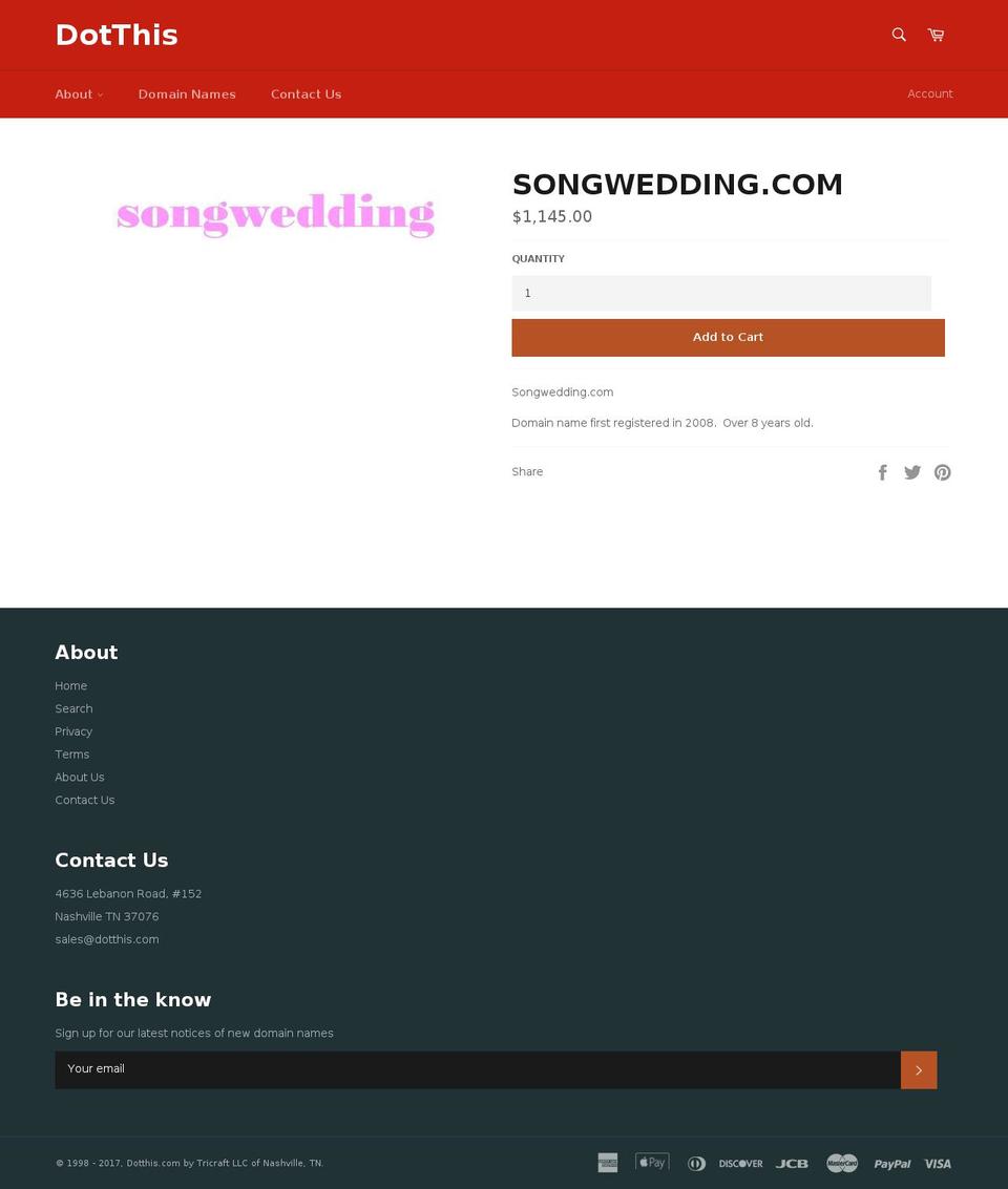 songwedding.com shopify website screenshot