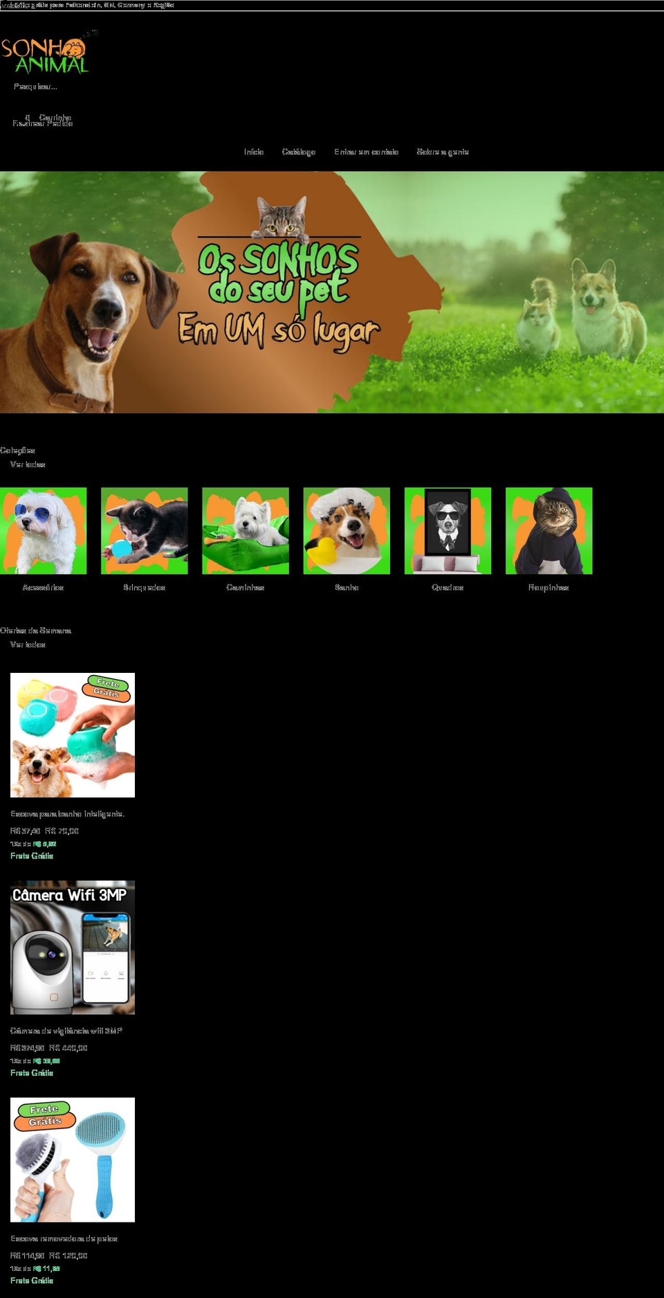 Tema loja vencedora Shopify theme site example sonhoanimal.com