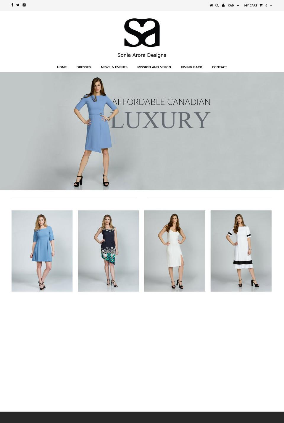 soniaaroradesign.com shopify website screenshot