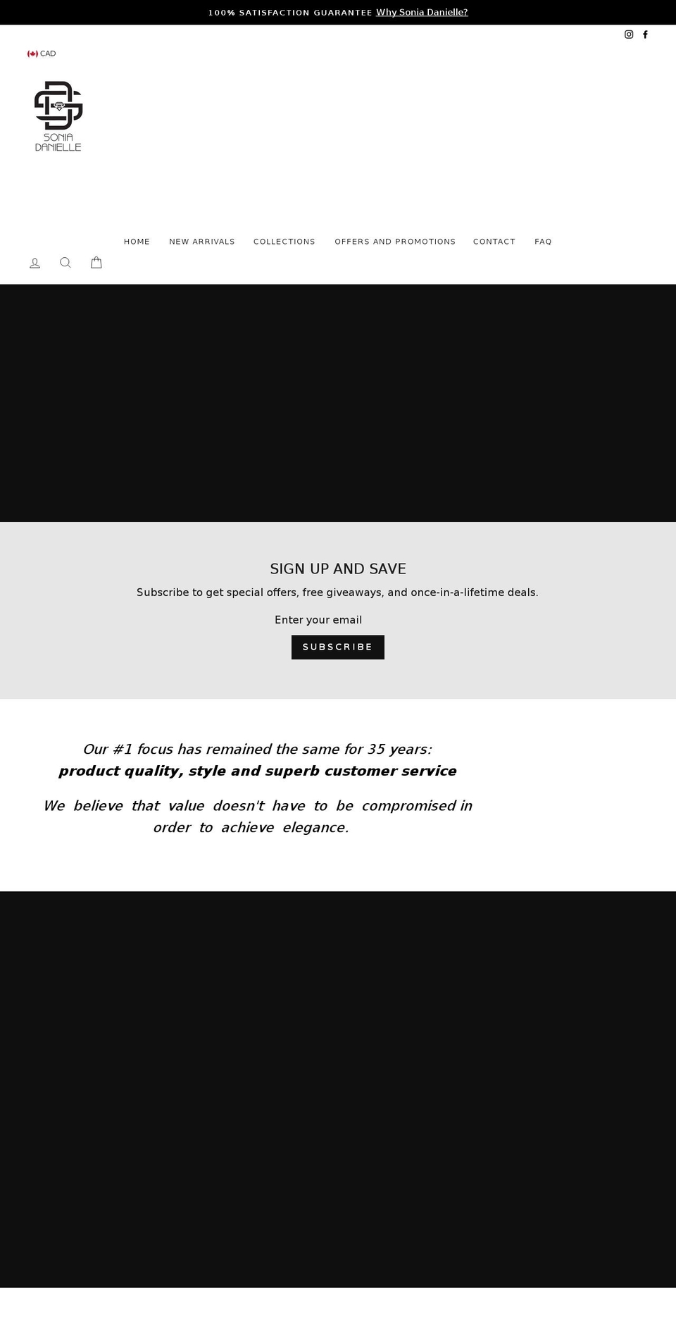 soniadanielle.com shopify website screenshot