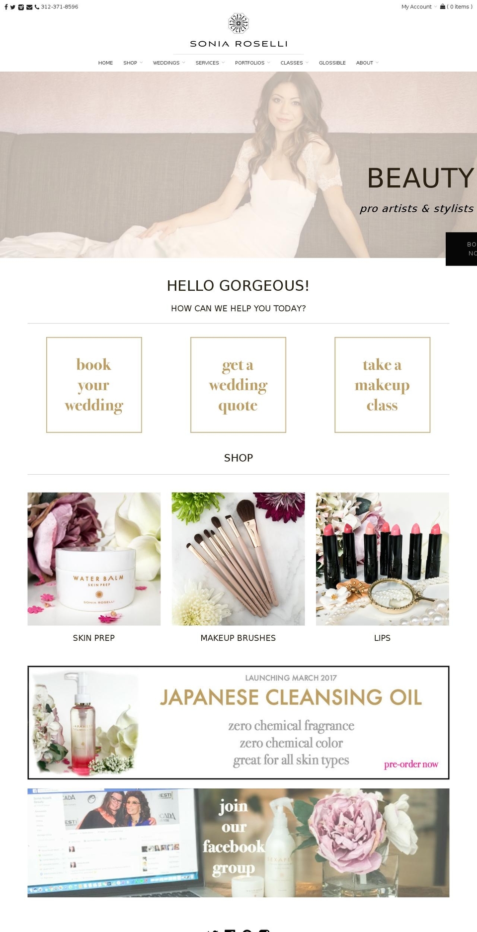 soniarosellibeauty.com shopify website screenshot