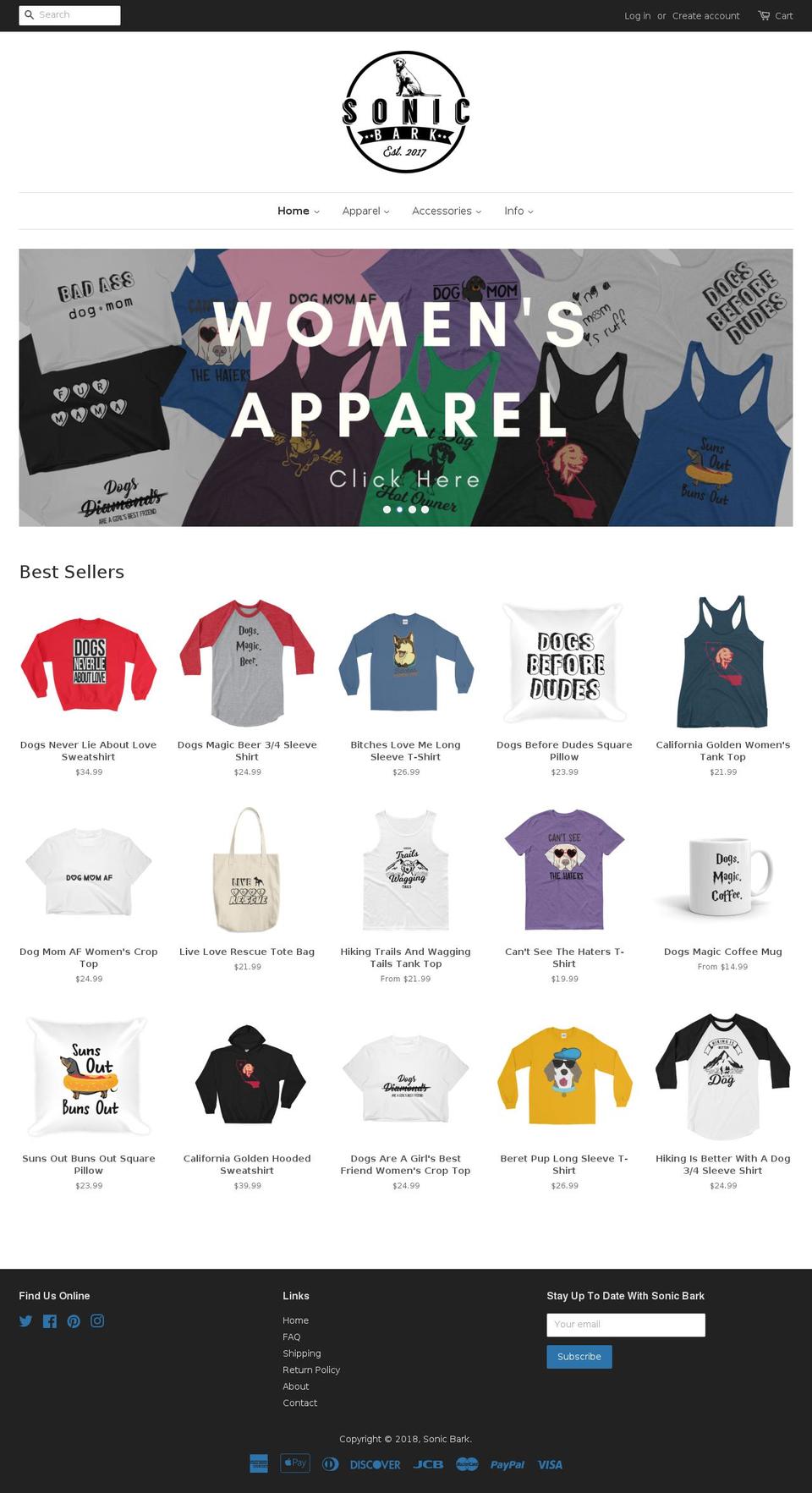 sonicbark.com shopify website screenshot