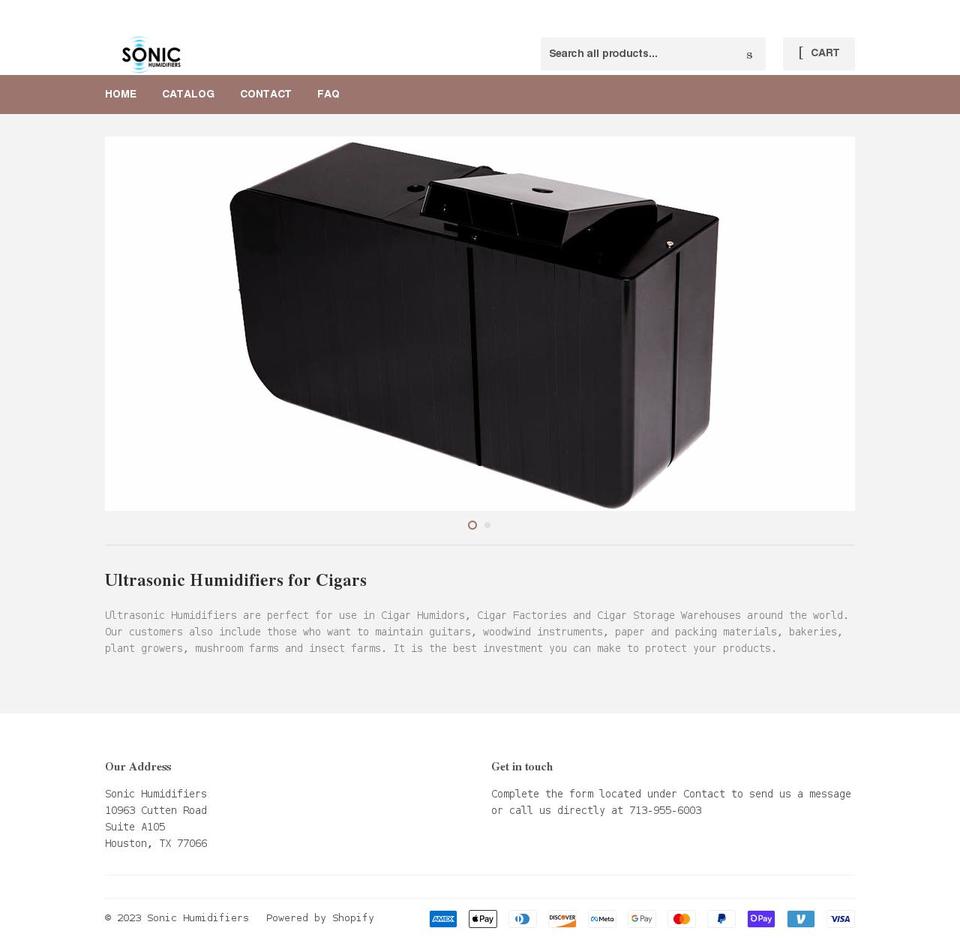 sonichumidifiers.com shopify website screenshot