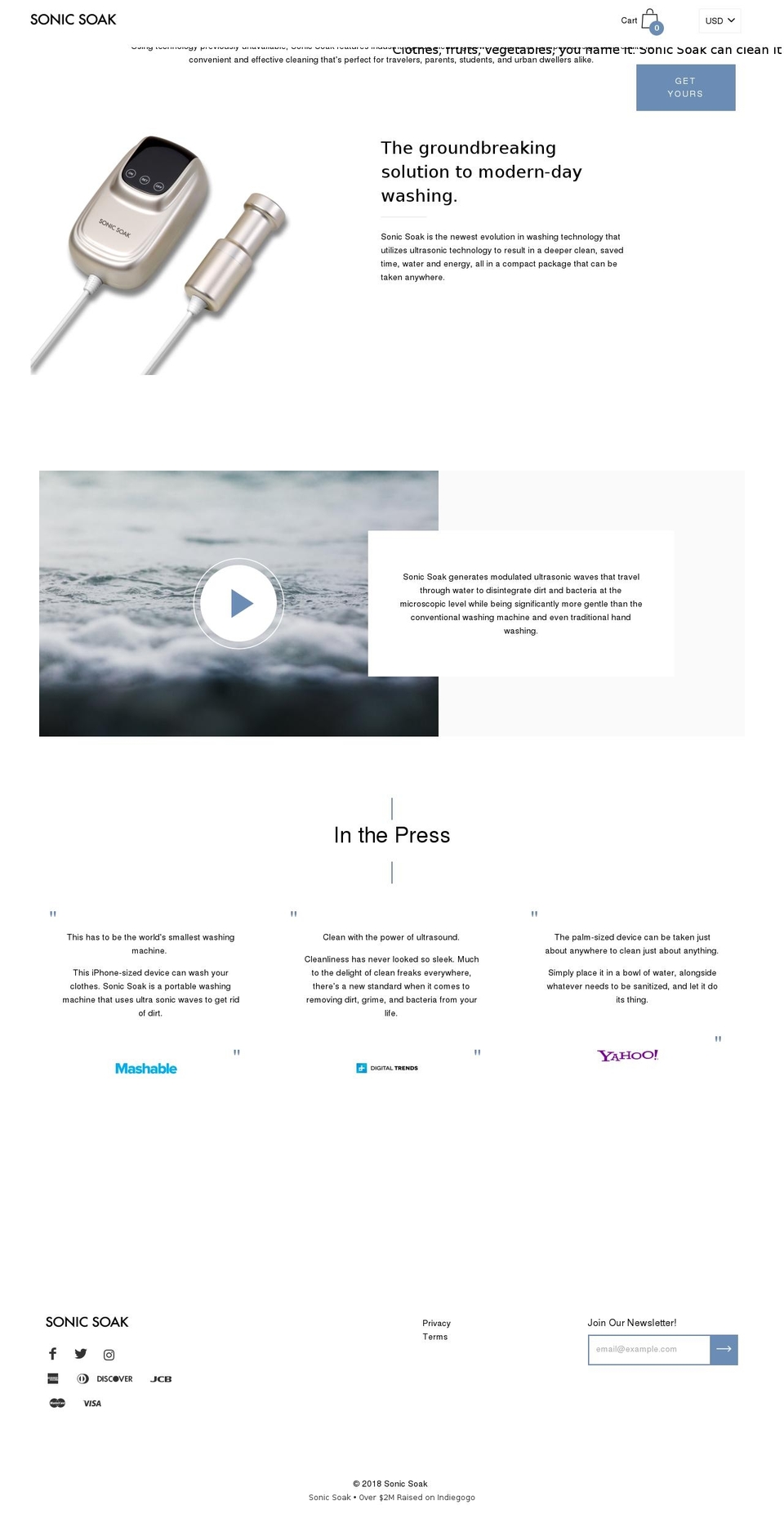 sonicsoak.com shopify website screenshot