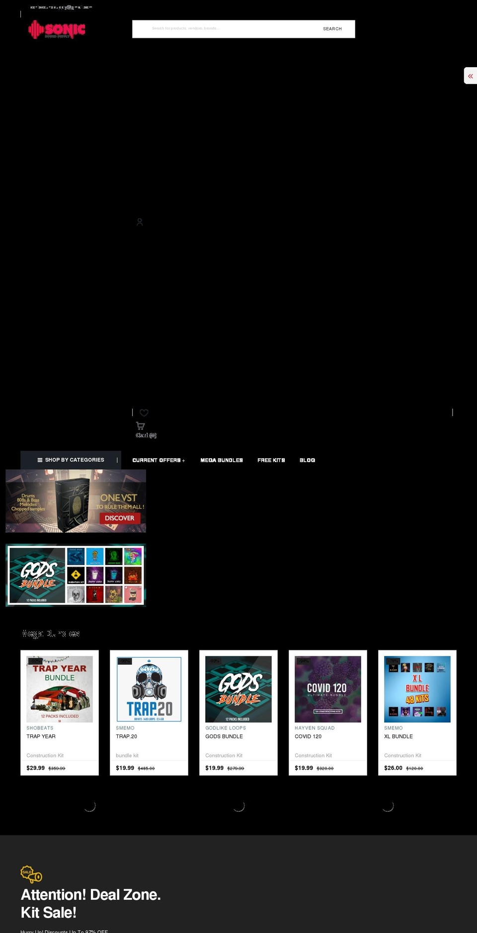 sonicsoundsupply.net shopify website screenshot