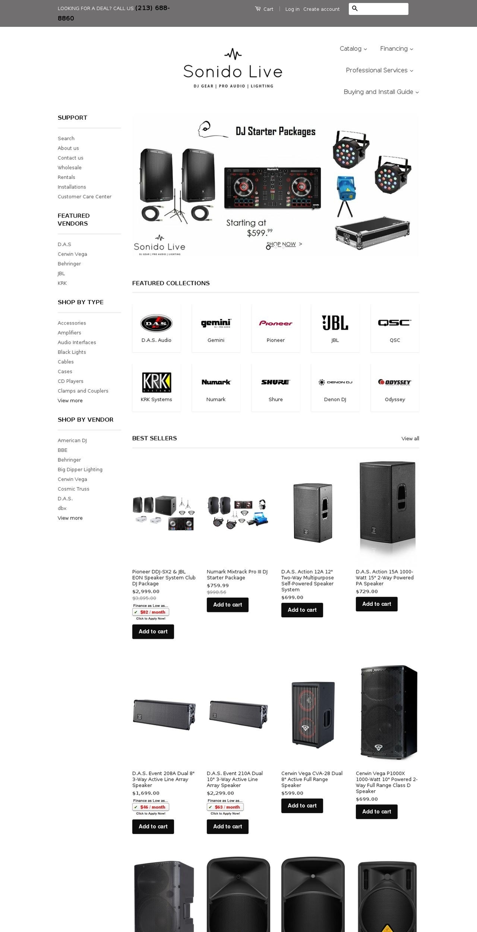 sonidolive.com shopify website screenshot