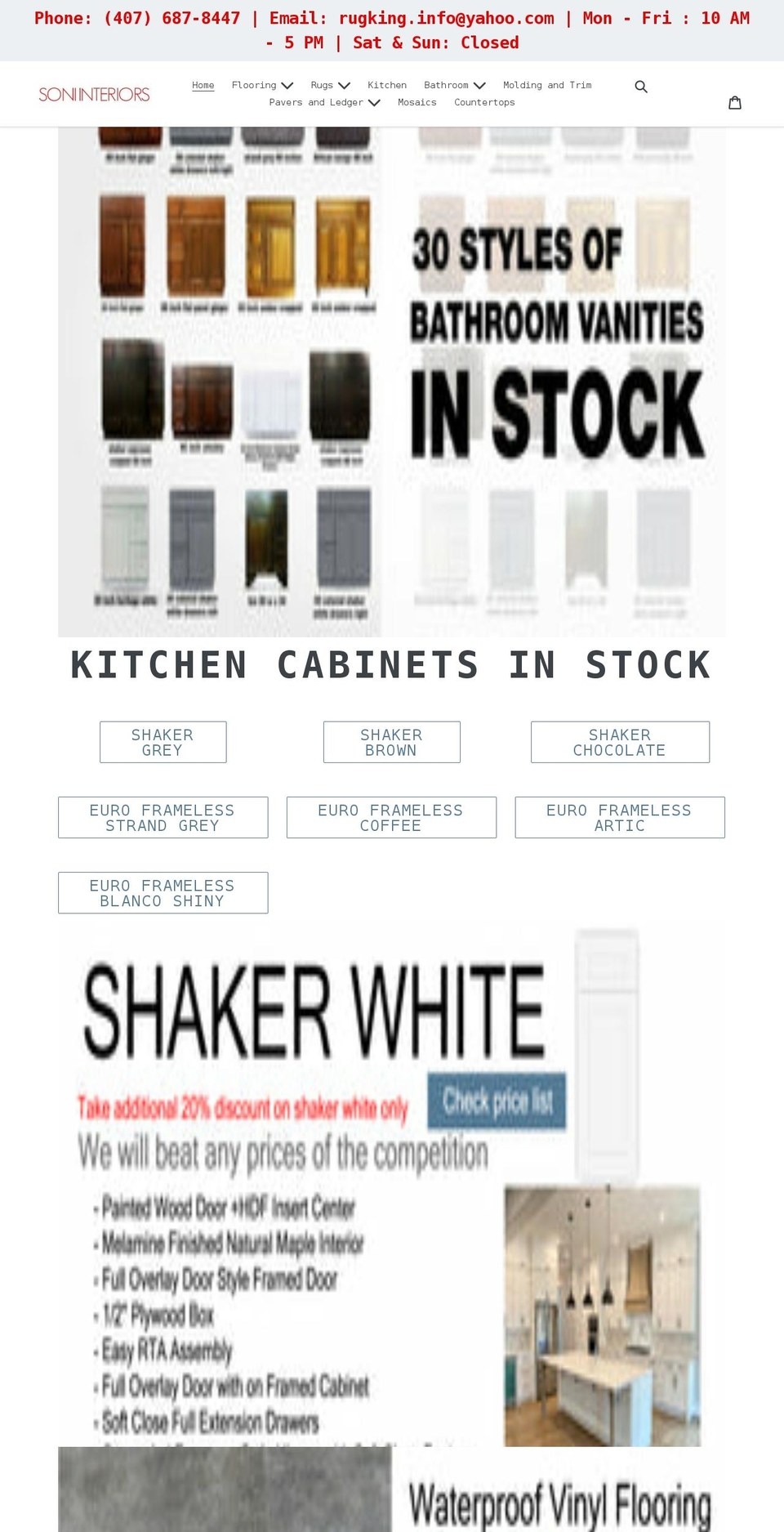 soniinteriorssupply.com shopify website screenshot