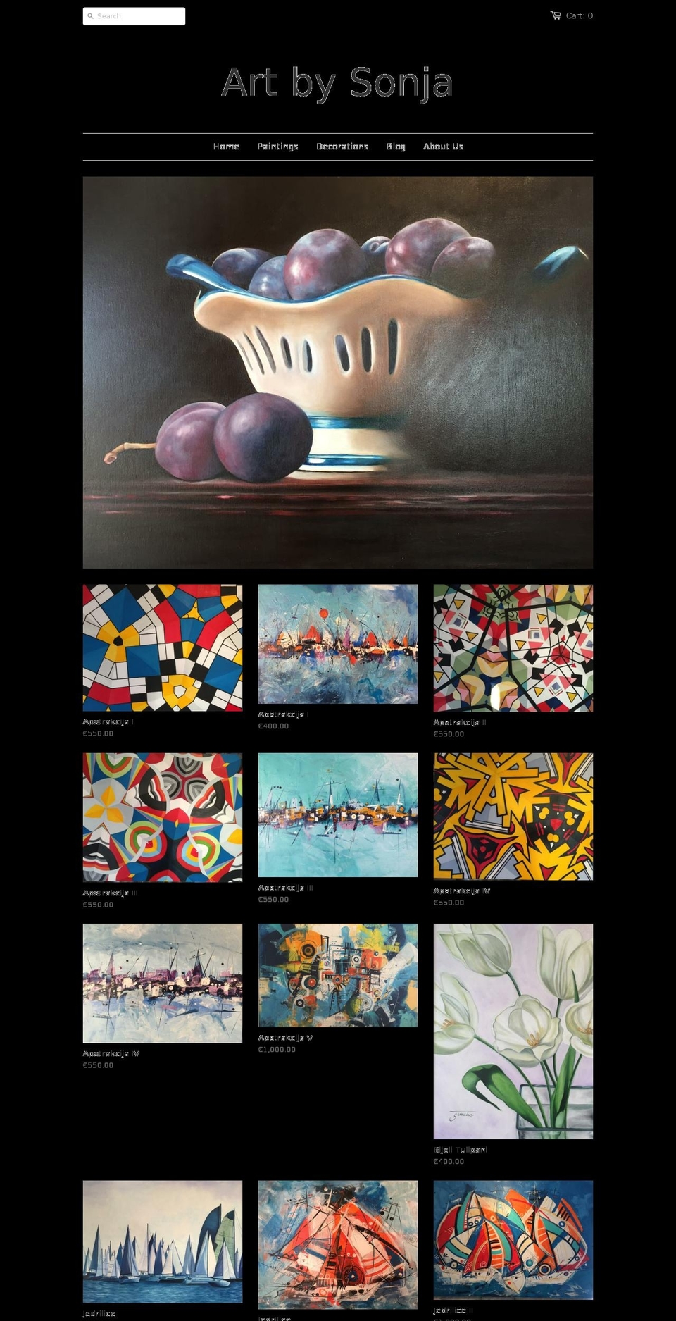 sonja-art.com shopify website screenshot