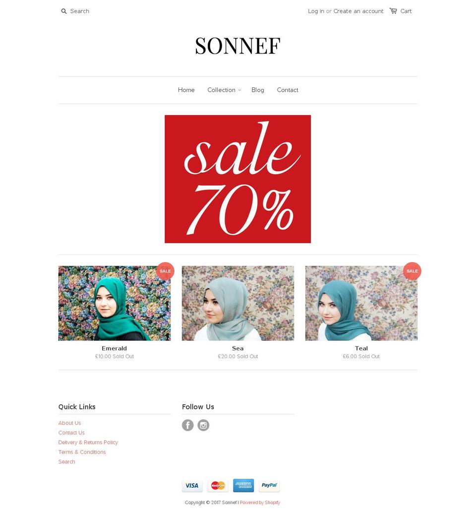 sonnef.com shopify website screenshot