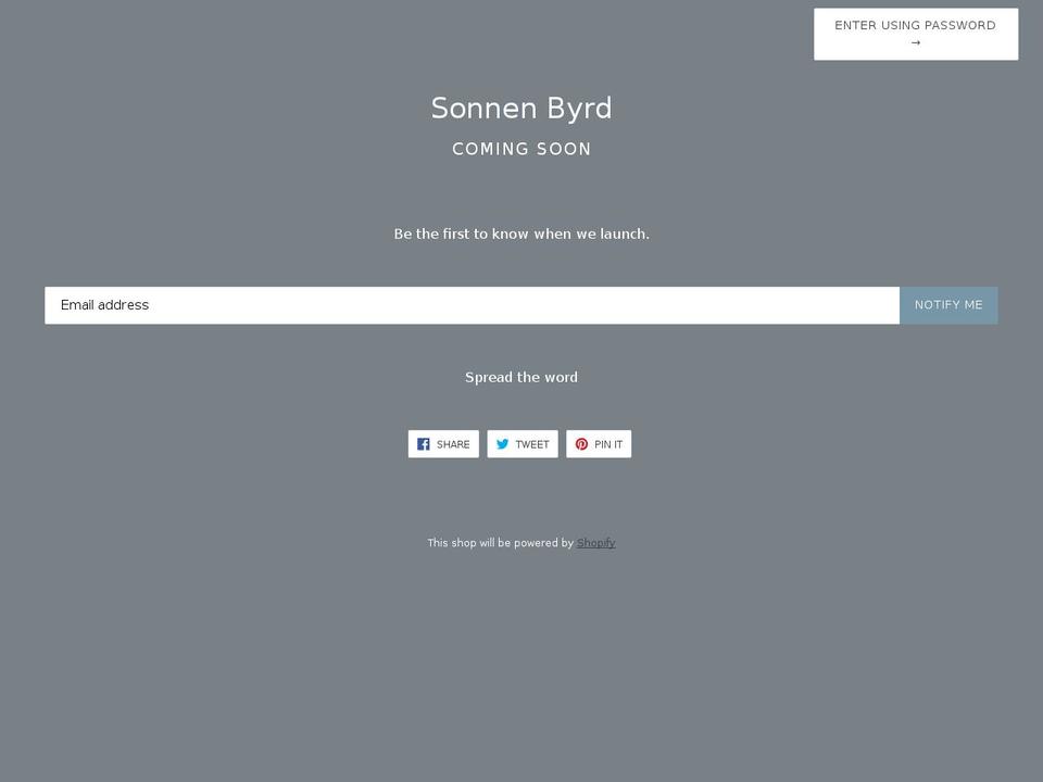 sonnenbyrd.com — Shopify storefront screenshot