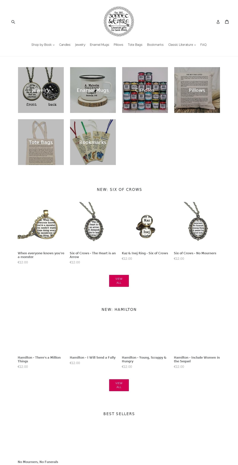 sonnetandfable.com — Shopify storefront screenshot