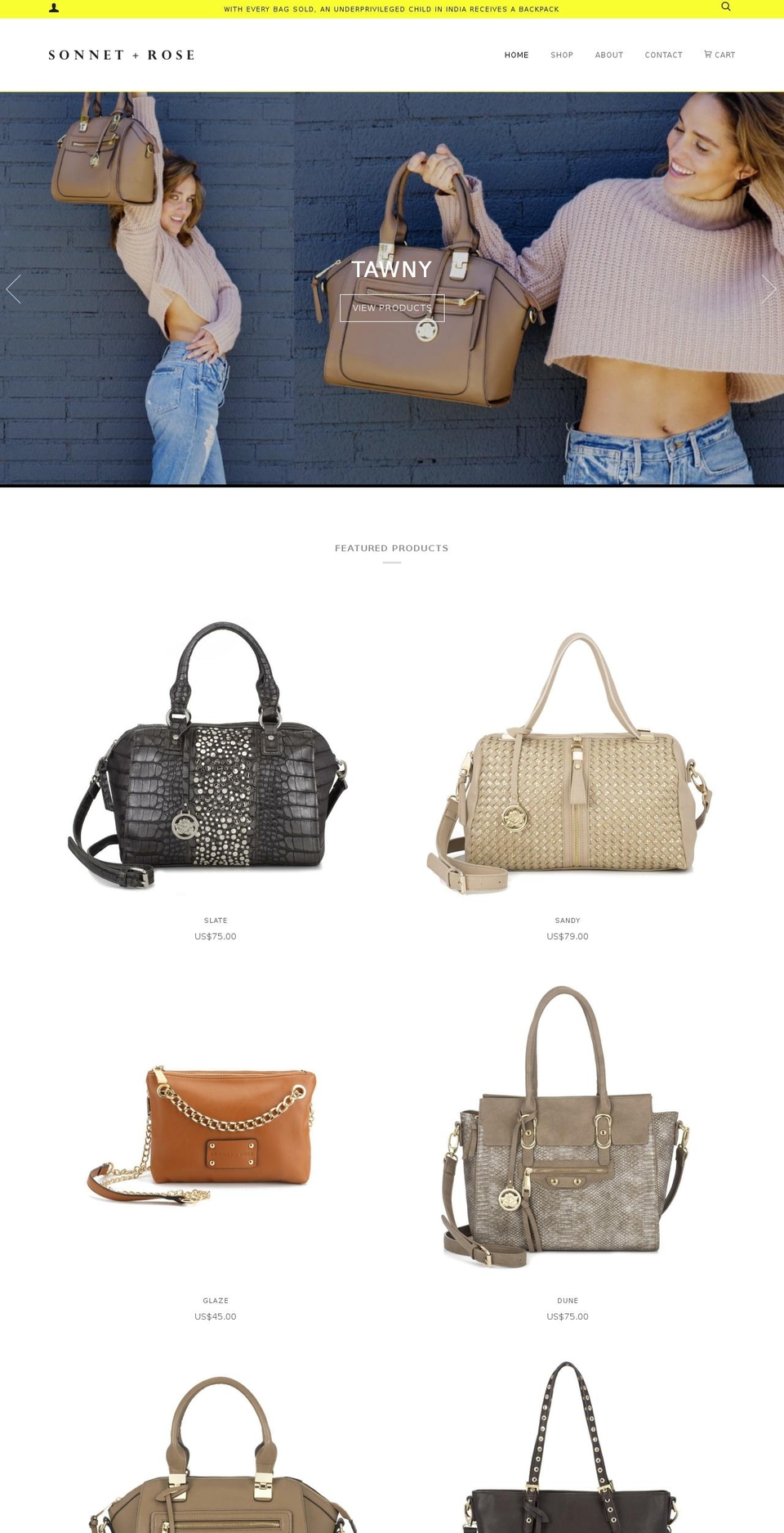 sonnetandrose.com — Shopify storefront screenshot