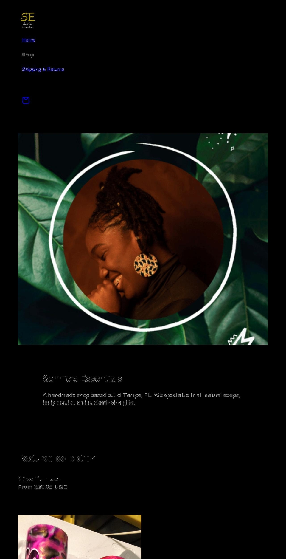 sonniesessentials.com shopify website screenshot