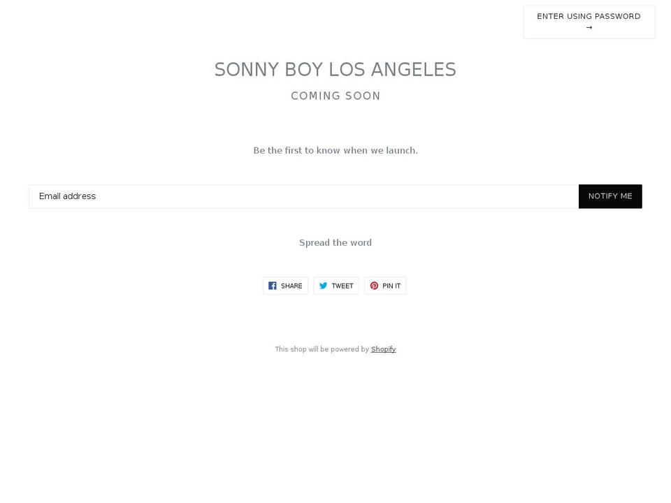sonnyboylosangeles.com shopify website screenshot