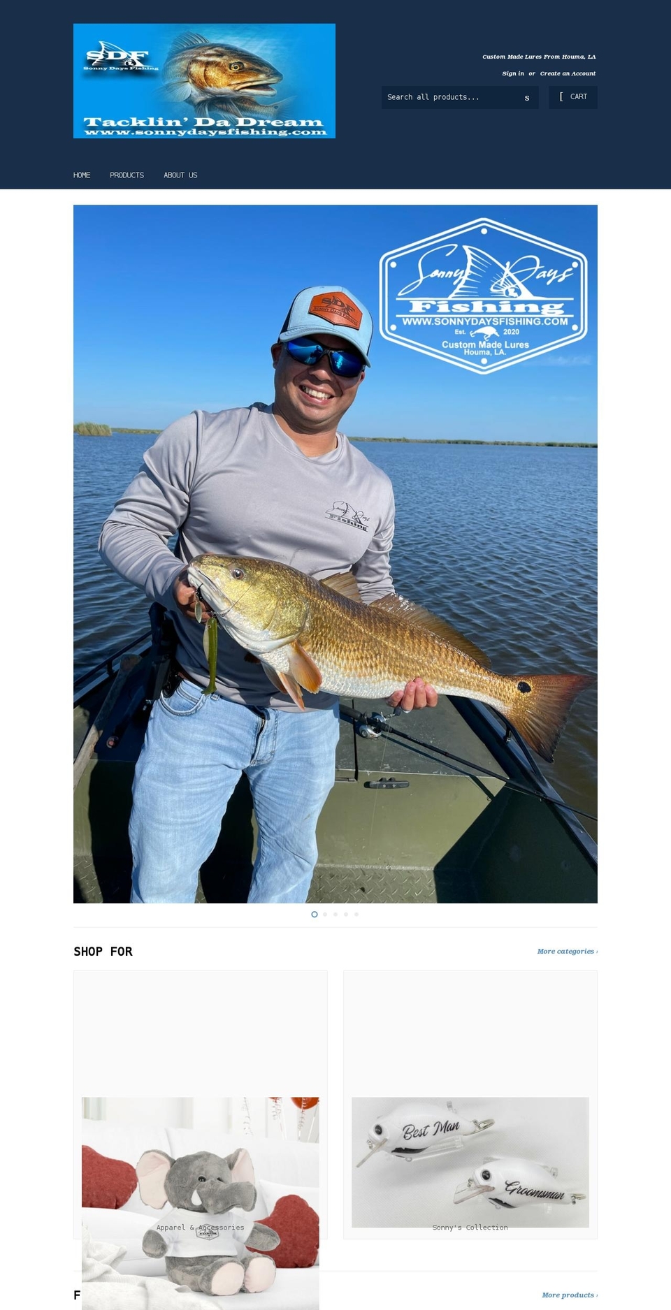 sonnydaysfishing.com shopify website screenshot