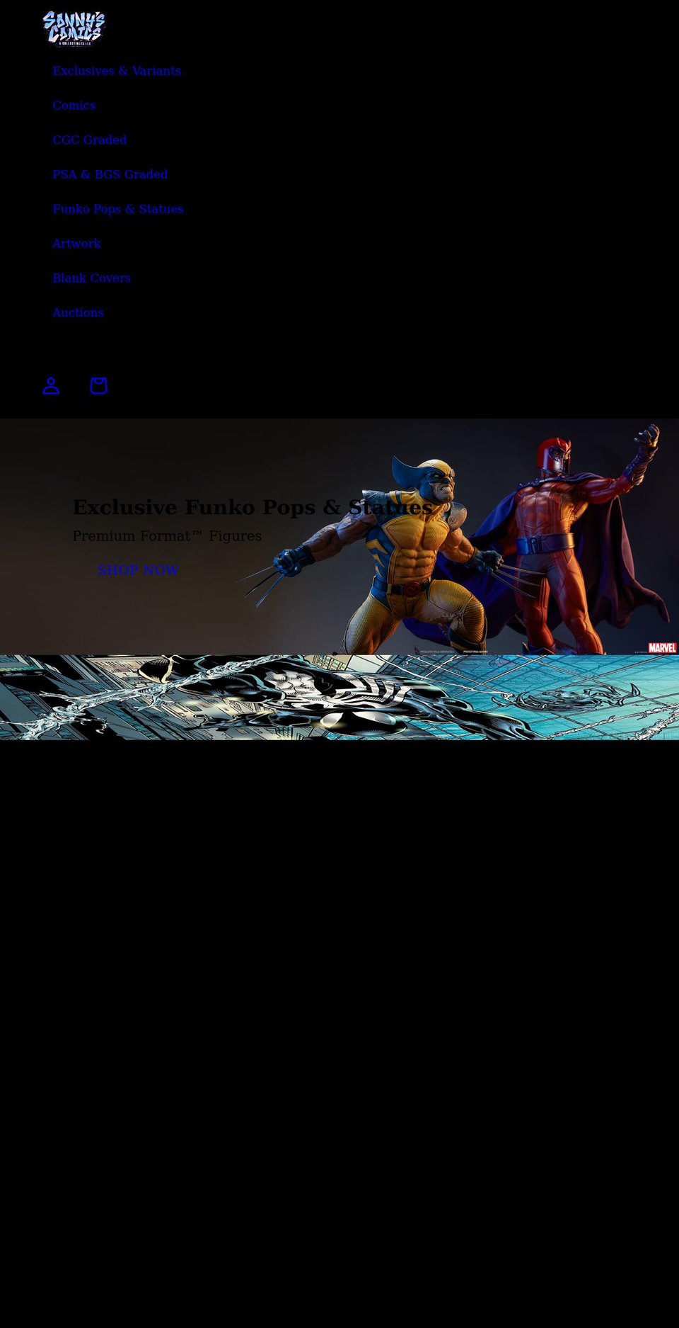 sonnyscomics.com shopify website screenshot